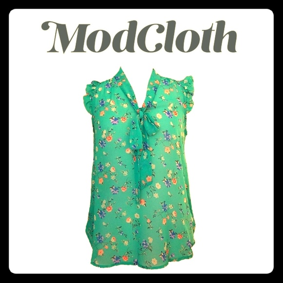 Modcloth Tops - Modcloth Sweet Rain Sheer Sleeveless Floral Blouse